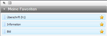 TWT Publisher Content Management System: Favoritenleiste