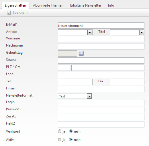 TWT Publisher Content Management System: Abonennteneigenschaften