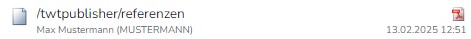 TWT Publisher Content Management System: Dateiliste