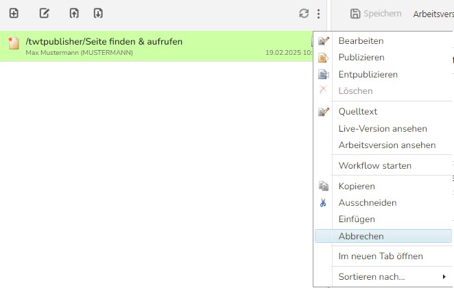 TWT Publisher Content Management System: Kopiervorgang abbrechen