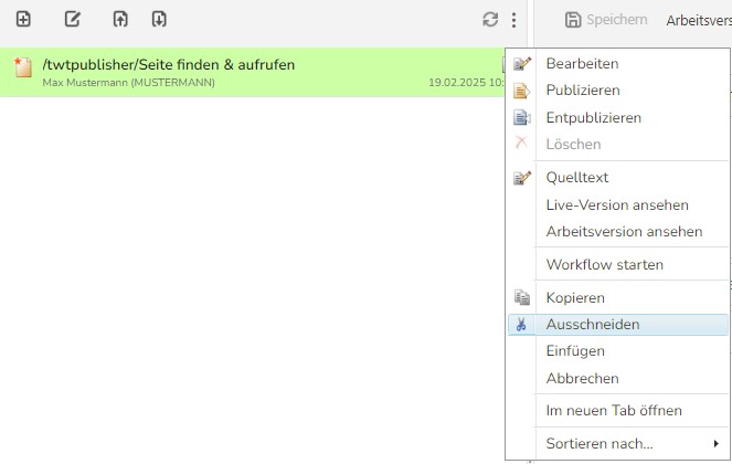 TWT Publisher Content Management System: Dokumente verschieben