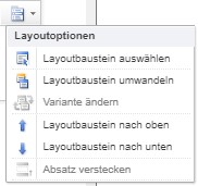TWT Publisher Content Management System: Kontextmenü des Layoutbausteins