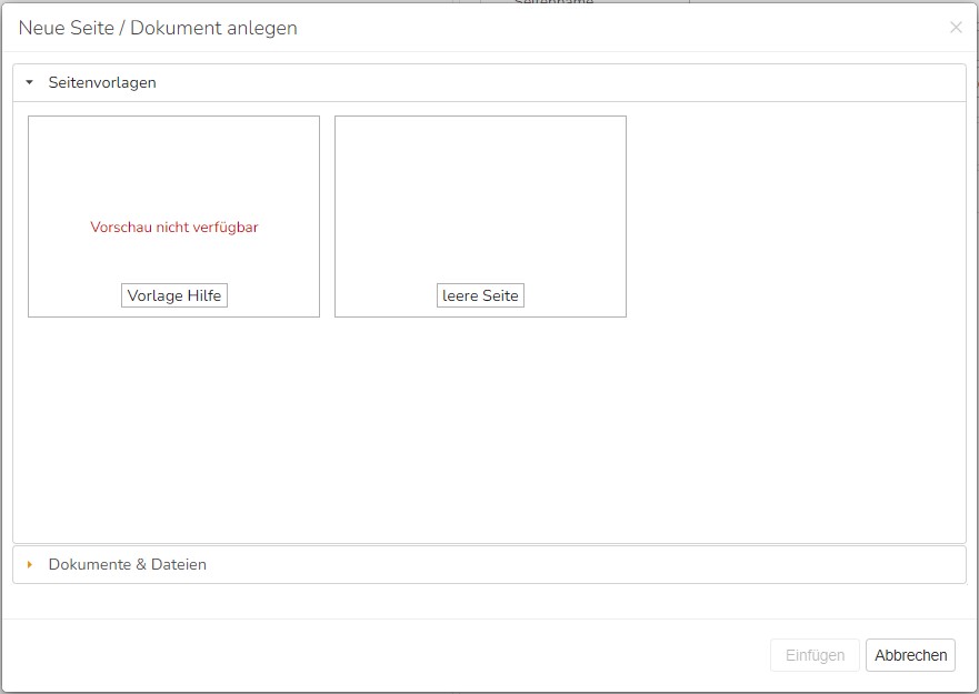 TWT Publisher Content Management System: Neue Seite anlegen