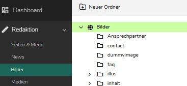 TWT Publisher Content Management System: Menü des Grafikmanagers