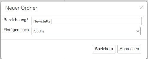 TWT Publisher Content Management System: Benennung des neuen Newsletterordners