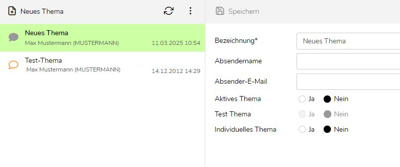 TWT Publisher Content Management System: Newsletter Themen Details
