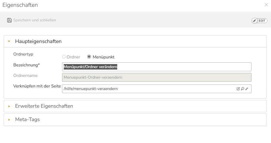 TWT Publisher Content Management System: Seiteneigenschaften