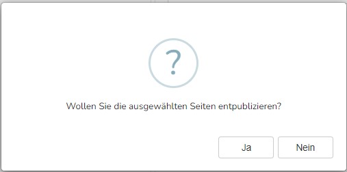 TWT Publisher Content Management System: Bestätigung der Entpublizierung einer Seite