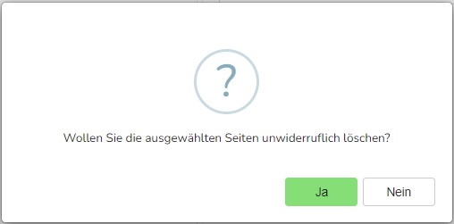 TWT Publisher Content Management System: Bestätitung der Löschung einer Seite