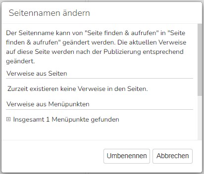 TWT Publisher Content Management System: Seitennamen ändern