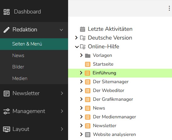 TWT Publisher Content Management System: Seitenmanager