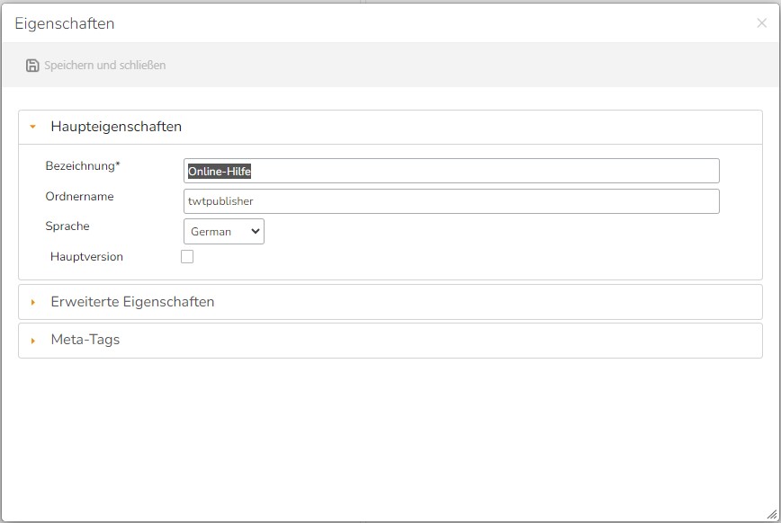 TWT Publisher Content Management System: Versionseigenschaften