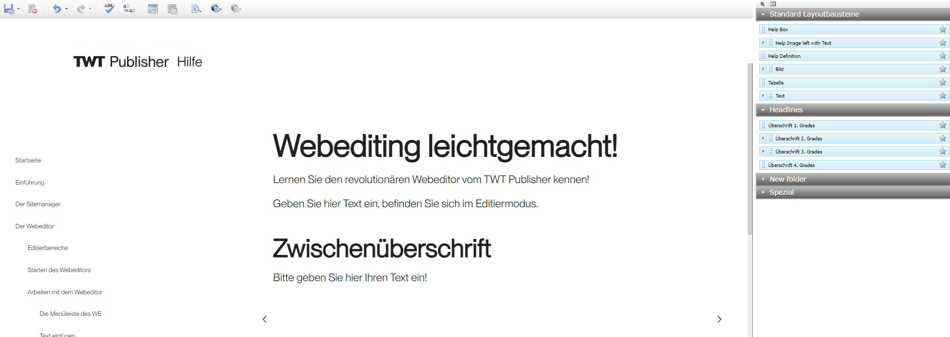 TWT Publisher Content Management System: Webeditor